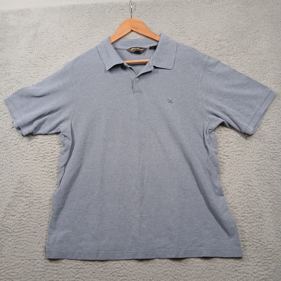 Eddie Bauer Men's L Gray Polo Shirt Short Sleeve Cotton Blend - Picture 1 of 6